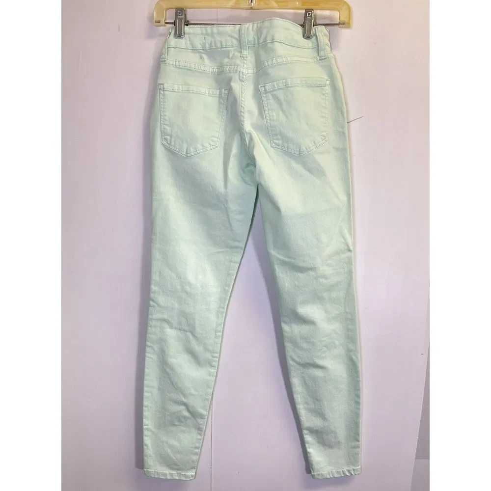 Arizona Jegging Distressed Women's size 0 Light Wash Mint Green Denim Jeans‎